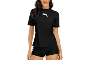 Halcurt UV Shirt Damen Kurzarm Rash Guard UPF 50+ Schwimmshirt Schnell Trocknender Badeshirt S-XXL