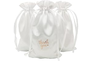 DUGYIRS 30 stycken satin vita presentpåsar 12 cm x 20 cm, smyckesväskor bröllopspresent dragsko-väskor babyshower presentpåsa