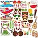 Produktbild MMTX 60 Stück Hawaiian Photo Booth Selfie Rahmen Requisiten Unisex Lustige DIY Kit Photobooth Prop Schnurrbart Masken für Luau Tropical Tiki Beach Sommer Pool Party Hochzeit Dekoration Lieferungen.