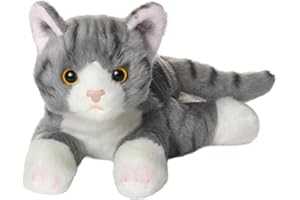 BEARINGTON COLLECTION Bearington Lil' skarpety małe pluszowe wypchane zwierzę szary pasiasty kot, kotek 20 cm