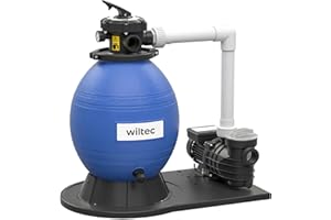 WilTec Sistema de Filtro de Arena 550W Tanque de filtrado 38l y Bomba autocebante 18000L/h Piscina