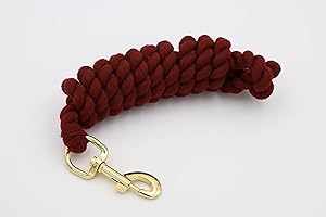 NATURE CHILD Horse/Pony Cotton Lead Rope with Brass Clip 1.8m (Burgundy)
