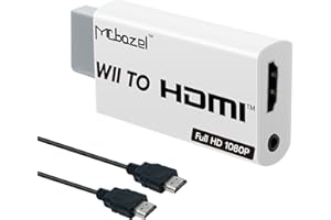 ‎MCBAZEL Mcbazel Wii HDMI Adapter mit 1,5 m HDMI Kabel 1080P, Wii Video-Audio Signal Konverter 1080P Full HD mit 3,5 mm Stereo-Audioanschluss für Wii Konsole HDMI Monitor HDTV Video Projektor