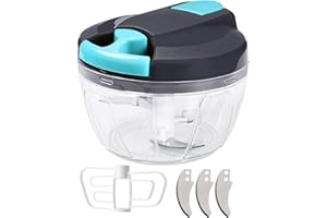 SOMLAW Mini Hachoir Manuel 520 ml Hachoir à Oignons, Coupe Oignon sans BPA, Hachoir Manuel Oignons Hacher et Mélanger pour Légumes, Oignons, Ail, Gingembre, Noix, Herbes, Fruits (Gris Bleu)