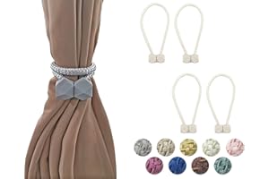HYX 4 Piece Magnetic Curtain Tiebacks Holdbacks, Modern Curtain Tieback Clips, Curtain Rope Holder Tie Backs, Decorative Hold Backs for Home Office Decoration (Cream)