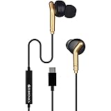 Zebronics Type-C Wired Earphones, in-Line MIC, Deep Bass, 1.2m Cable, 10mm Neodymium Driver, Light Weight, in-Ear Design, Compatible with Mobile, Tablet, Laptop (Bro C, Black + Gold): 