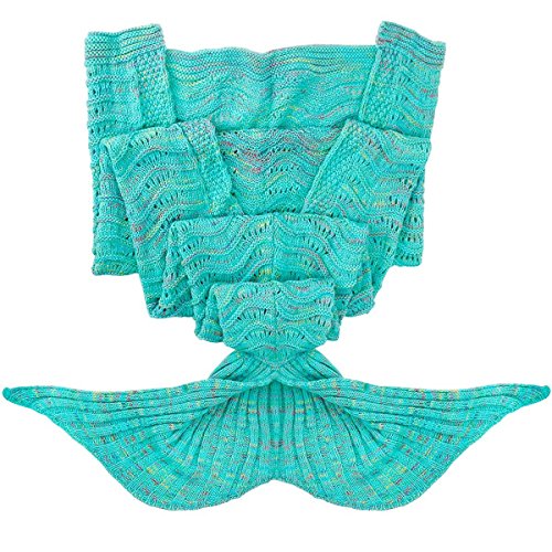 Meerjungfrau Decke, Handgemachte häkeln meerjungfrau flosse decke für Erwachsene, Mermaid Blanket alle Jahreszeiten Schlafsack Für Erwachsene, Klimaanlage Schlafsack (Grün) - 5