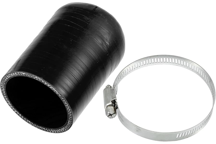 Partuto 1 Set 55mm 2.17" ID Silicone Hose Cap Intake Vacuum Hose End Plug W/Clamp - Car for Coolant Heater Bypass Vacuum Water Port - Silicone Black