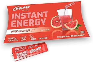 GoMo ENERGY® Boisson de vitalité 100% naturelle |Amélioration de l’endurance sans sucre | Plus d’énergie et de concentration | Végane hypocalorique édulcorée avec stevia | PINK GRAPEFRUIT 30 portions