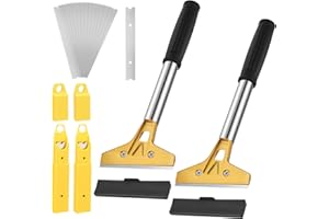 Xialvyu 2 Stück Tapetenentferner Set mit 20 Ersatzklingen und Schutzhülle,4'' Tapetenschaber mit Gummigriff,Bodenschaber Fensterschaber Farbschaber zum Entfernen Kleber und Etiketten Fensterschaber