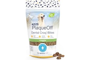 ProDen PlaqueOff Bocados Dentales para Perros – Eliminador de Sarro y Mal Aliento – Limpiador Dental 100% Natural – Mejora la Salud Bucal General – 150 g
