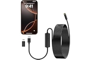 ILIHOME Endoscope with Light,1080P HD Borescope Camera with 8 Adjustable LED Lights 8mm Lens, Inspection Camera with 16.5ft Semi-Rigid Cable, Compatible with for iOS and Android