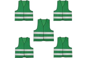 AIEOE de Securité en Maille Haute Visibilite Gilet Léger 5 pièces avec Velcro Col Veste Réfléchissante V - Cyclisme Jogging Moto Auto