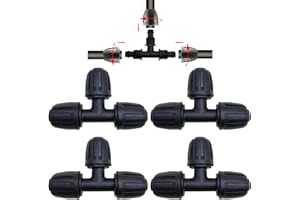 CTRICALVER Irrigation Pipe Connectors, 4 Pcs Barbed Straight Tee Connectors Drip Irrigation, 1/2" Drip Irrigation Accessories for Lawn, Farm and Garden
