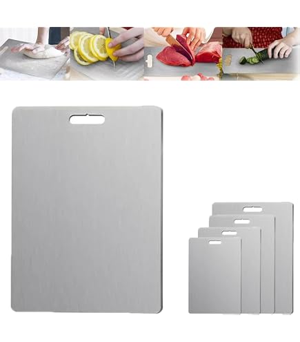 Lot De 3 Planches à Découper En Acier Inoxydable - 304 Qualité Alimentaire - Faciles à Nettoyer, Double Face