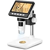 GlobalCrown Digital Microscope for Kids/Adults, 4.3 Inch Screen, Portable Microscope with 8 Adjustable LED Lights, 50-1000X M