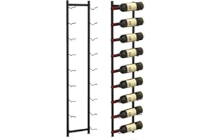 KOMFOTTEU Butelka na wino ścienne do butelek 6/9/12, pionowy metalowy uchwyt na stół, ozdobny wiszący stojak na wino, organizer na butelki do kuchni, jadalnia, bar (9 butelek)