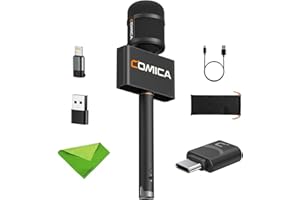 COMICA Revo S Microfono wireless per interviste, microfono reporter con ricevitore USB-C, compatibile con iPhone 15/16, telefoni Android, laptop e PC, microfono professionale per podcasting, report