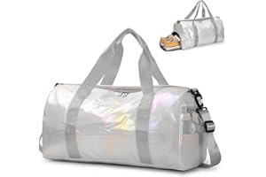 ZIOSINM Sac de Sport Femme Homme Sac de Voyage Imperméable Sac Sport avec Compartiment Humide et Compartiment à Chaussures, Gym Bag Sac de Weekend Sac de Piscine (Blanc)