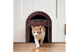 Wordcam Katzentür Innen Katzentür 2-Wege Verriegelung für Katzen bis 9kg Haustiertür für Katzen Kätzchen kleine Hunde (Braun)