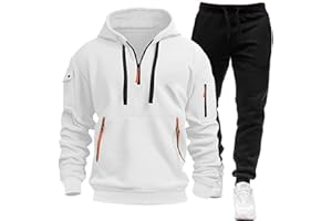 Qixiu 2 Piece Tracksuit Mens Plus Size Hoodie Tracksuit Mens Full Set Solid Long Sleeve Printed Jogging Suits Fall Sweatpants Set Winter Casual Men's Sportswear Sweatshirt Suit Sale