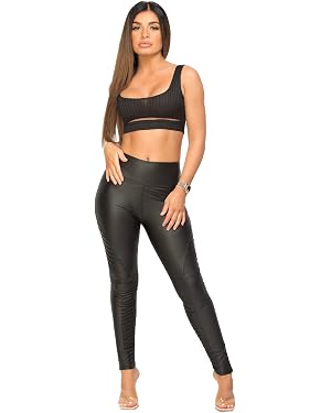 Ladies Womens Wet Look Matte PU Faux Imitation Leather Look High Waist  Leggings Stretchy Elastic Biker Sexy Pants Skinny Jeans Trousers Black UK  Size S/M-8/10 : Amazon.co.uk: Fashion