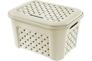 Tontarelli Arianna Cesta Biancheria con Coperchio, Plastica, Beige, 24 Litri