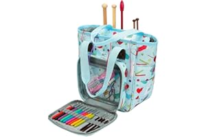Coopay Sac de Rangement pour Fil à Tricoter,Sac Fourre-Tout pour Le Stockage de la Laine pour Pelote Laine et Aiguilles à Tricoter/Aiguilles à Crochet,Kit Couture pour Amateurs de Tricot (Bleu Ciel)