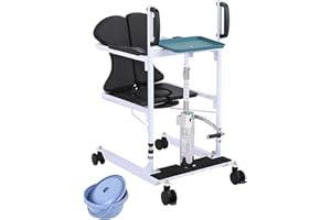 BOTOWI Elevador Hidráulico de Pacientes, Elevador Hidráulico Multifuncional para Minusválidos, Silla de Camilla Asiento Dividido 180º, Silla de Ruedas, Silla de Baño, Asiento de Ducha, Carga 150kg