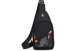 Embhlitfe Bolso Bandolera Hombre Bolso de Hombro Ligero Viaje Mochilas Pequeñas Hombre Impermeable Sling Bag para Viaje Deporte Ciclismo Senderismo Escalada Acampar (Negro)