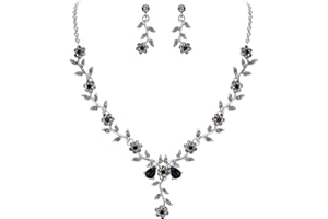 Clearine Donna Matrimonio Gioielli Set Foglia Cluster Fiore Cristalli Ciondolo Collana Orecchini pendenti per Sposa