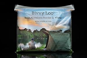 ‎CARPLIFE PRODUCTS LTD Bivvy Loo Portable Toilet 40 Additional Biodegradable Wipes, 12 Pack – Camping Toilet Waste Bag Bin Liner Biodegradable Liner Bags and Waste 12 Bags Power (Turn Liquid Gel)