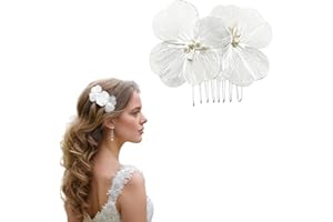 COYUN 1 pettini laterali a forma di fiore da sposa, argento e metallo,Accessori Capelli Sposa Pettinino Perle Fiori Comunione Ragazze Acconciature per donne e ragazze (argento)