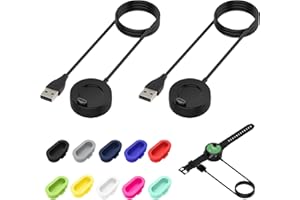 DEWFIGS ㅤ 2 Pack USB A Ladekabel für Fenix, Ladekabel Uhr Kompatibel mit Venu 2/2 Plus/2S/SQ 2, Vivoactive 3/5, Fenix 7/7S/6, Forerunner 45/245/745 Uhren, 1 m Kabel Ladestation mit 10 Staubschutzstecker