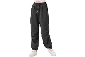 Rolanko Pantaloni Sportivi da Ragazza, con Elastico in Vita Pantaloni da Jogging Attivi Unisex con Tasche Cargo