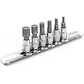 DAKCOS 1/4" XZN Multi-Tooth Bit Socket Set of 6, Metric Sizes with M4 - M12, Alloy Steel Drill Bit S2