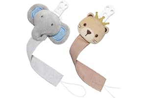TYRY.HU Attache Sucette pour Garçons et Filles,Lot de 2 Pièces,Bébé Animaux Chaîne Sangle Souple Unisexe pour Nouveau-né Cadeau Universel Éléphant Ours