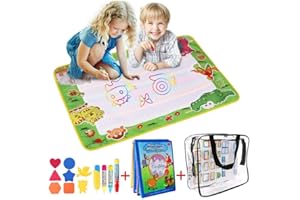 BBLIKE Tapis Dessin Enfant,Séchage Rapide Tapis 50 * 70 cm Grande Taille Eau Graffiti Magique et 1 Coloriage Livre avec 3 Stylos Magique de Peinture Jouets Éducatifs pour Enfants 2 3 4 ans
