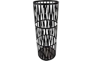 LIN HOME RS0222 Cesta de Paraguas,Paragüero para Interior, Cubo para Paraguas,Organizador para Guardar Objetos (Negro, Redondo)