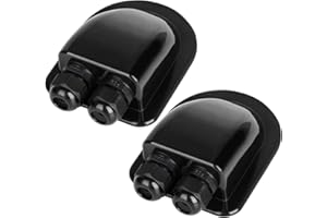 2 Pack of IP68 Waterproof Solar Cable Entry Gland by Restmo, Weather Resistant Dual Cable Entry Housing for Solar Panels of RV, Caravan, Marine, Boat, Cabin, Black