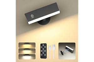 YiLaie Lampa ścienna do wnętrz, dotykowa lampka nocna z pilotem zdalnego sterowania, 3 temperatury, USB typu C, obrotowa 360°, bezprzewodowa lampa ścienna, magnetyczna lampa ścienna LED, lampa ścienna