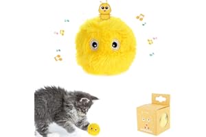 PUPPBUDD Pelotas de Juguetes para Gatos con Hierba Gatera, Juguete Interactivo con Sonidos de Pájaros, para Morder y Patear, Adecuado Juguetes del Catnip de Interior Amarillo