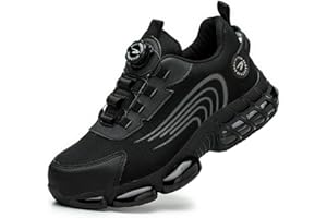 Dajingkj Sicherheitsschuhe Herren Leicht Trends Drehknopf Arbeitsschuhe Luftkissen Turnschuhe Atmungsaktiv Stahlkappenschuhe