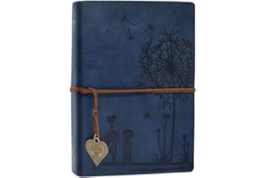 AOMIDUO A5 Diario di Viaggio Quaderno Notebook Taccuino Vintage in Pelle Quaderno ricaricabile 100 Fogli / 200 Pagine 80GSM Carta senza Acidi Migliore idea Regalo,Blu