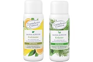 ‎DRESDNER ESSENZ Dresdner Essenz Sauna-Aufguss Eislimone + Kräuter | frisch-zitrische Sauna mit Limettenöl + frisch-aromatische Sauna mit Minze und Rosmarin | Set bestehend aus 2 x 250 ml