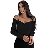 Sugathari Women's Purple Solid Colour Open Cold Off Shoulder Long Sleeve Lettuce Hem Casual Autumn Trim Tight- Slim Fitting R