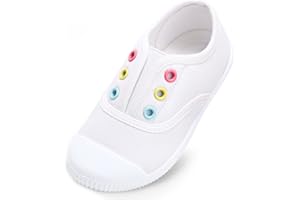 HARVEST LAND Unisex Kids Canvas Shoes Toddlers Sneakers Breathable Slip-on Trainers Pumps Plimsoles for Boy and Girls