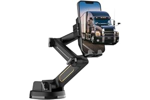 Annadue Soporte para Teléfono para Camión, Soporte para Teléfono para Camión Resistente de Brazo Largo de 16,9 Pulgadas, Soporte para Teléfono para Parabrisas de Tablero. Negro
