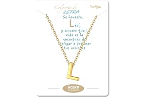 cotigo Collar Inicial Acero Inoxidable, Collar Mujer con Colgante letra A-Z Pequeñas - Bisutería Regalo Madre Cumpleaños, Novia o Amigas, Color Plateado y Dorado