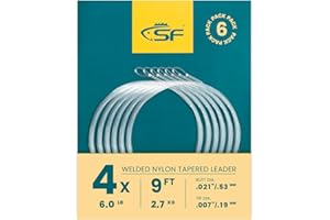 SF Líder cónico de Pesca con Mosca, Nailon de 7.5 pies, 9 pies, 0X-7X, Bucle Soldado, hundimiento rápido, flexibilidad Perfectamente equilibrada y Fuerza del Nudo, para línea de Pesca, 15 Libras